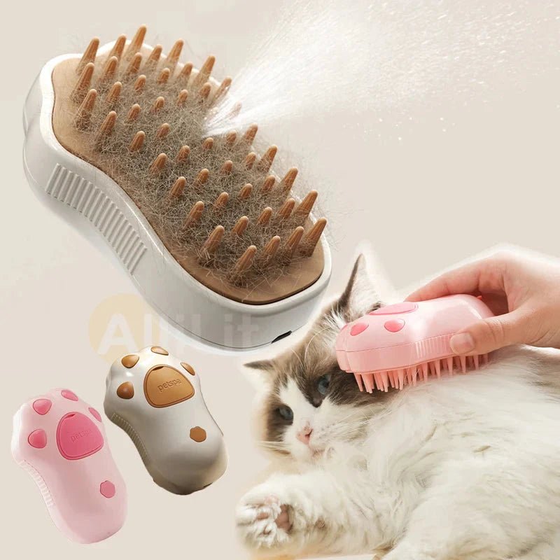 Electric Cat Steam Brush – 3 - In - 1 Pet Grooming Comb with Water Spray for Cats and Dogs, USB Rechargeable - Mi tienda